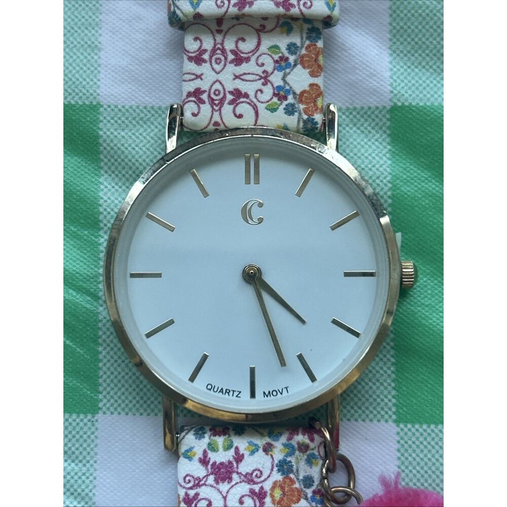 Charming Charlie Gold Tone Floral Band Women’s Quartz Watch